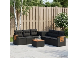 Vidaxl Conjunto De Sofás 8 Unid. Preto Rattan Poliéster E Aço