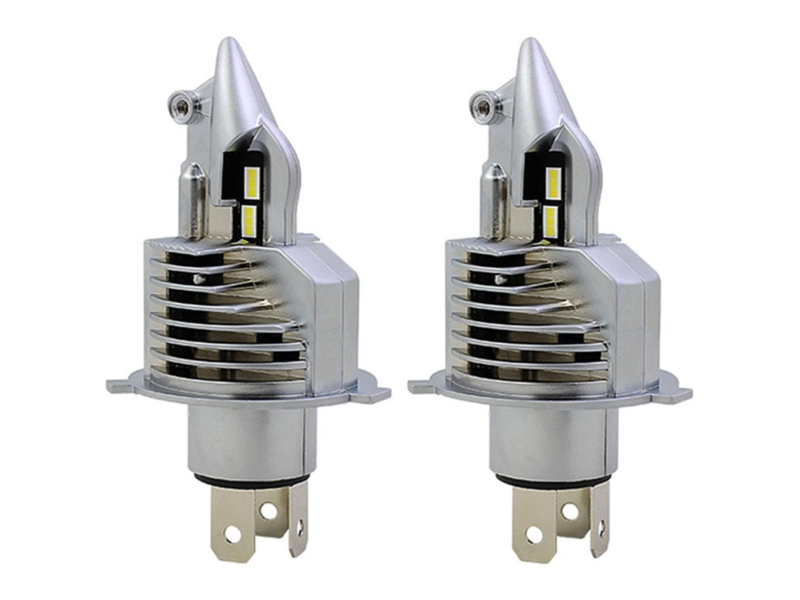 Lâmpadas De Led H4 Prateadas Alta Permeabilidade Para Faróis Neblina Carros, 2 Unidades, Ultrabrilhantes, Liga De