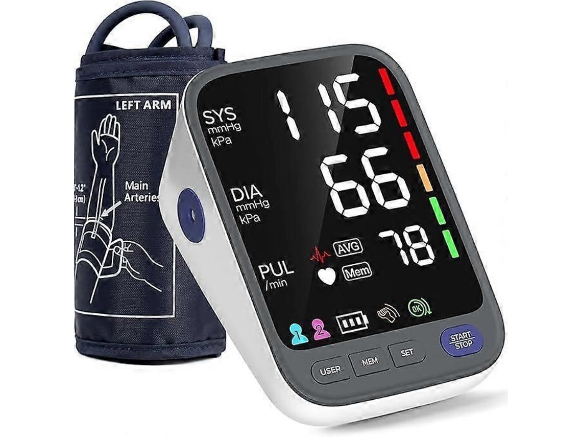 Monitor Eletrônico de Pressão Arterial Braço, Médica, Display Led Super Grande 6.4 - M Onitor Frequência Cardíaca GOKOCO