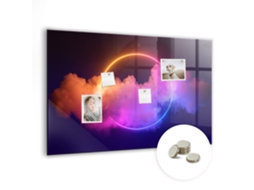 Quadro De Vidro Magnético Abstração De Fumaça 3d Para O Quarto Das Crianças Espelharte (90x60 Cm)