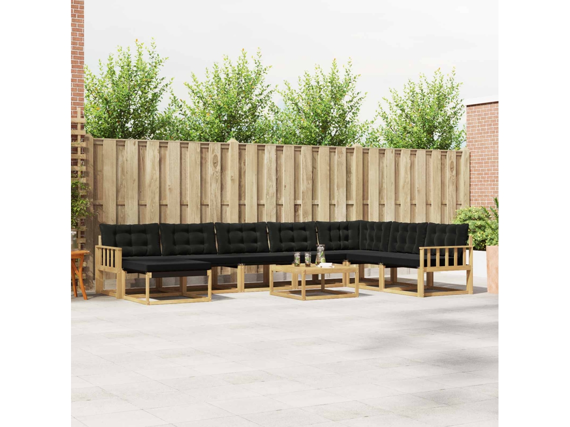 Vidaxl Conjunto De Sofás Para Exterior 9 Unid. Branco E Preto