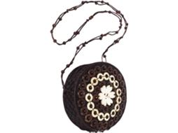 Bolsa De Ombro Em Estilo Étnico Em Crochê Cor Nogueira, Com Compartimento Para Cartão.