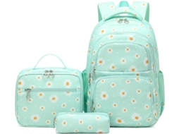 Mochila Infantil, Feminina, Estampa Floral, Verde, Aulas