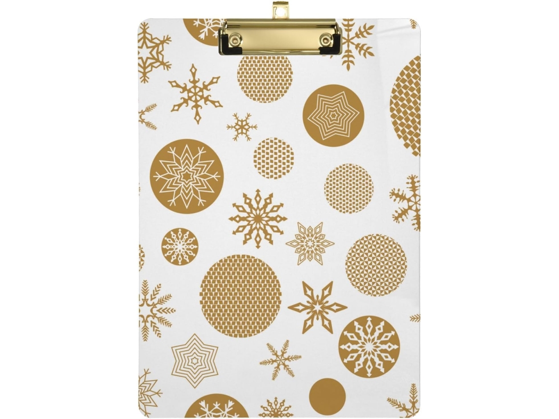 Pranchetas de Natal em Formato Flocos Neve Dourados para Arte e Enfermagem. 31,8 X 22,9 0,3 Cm