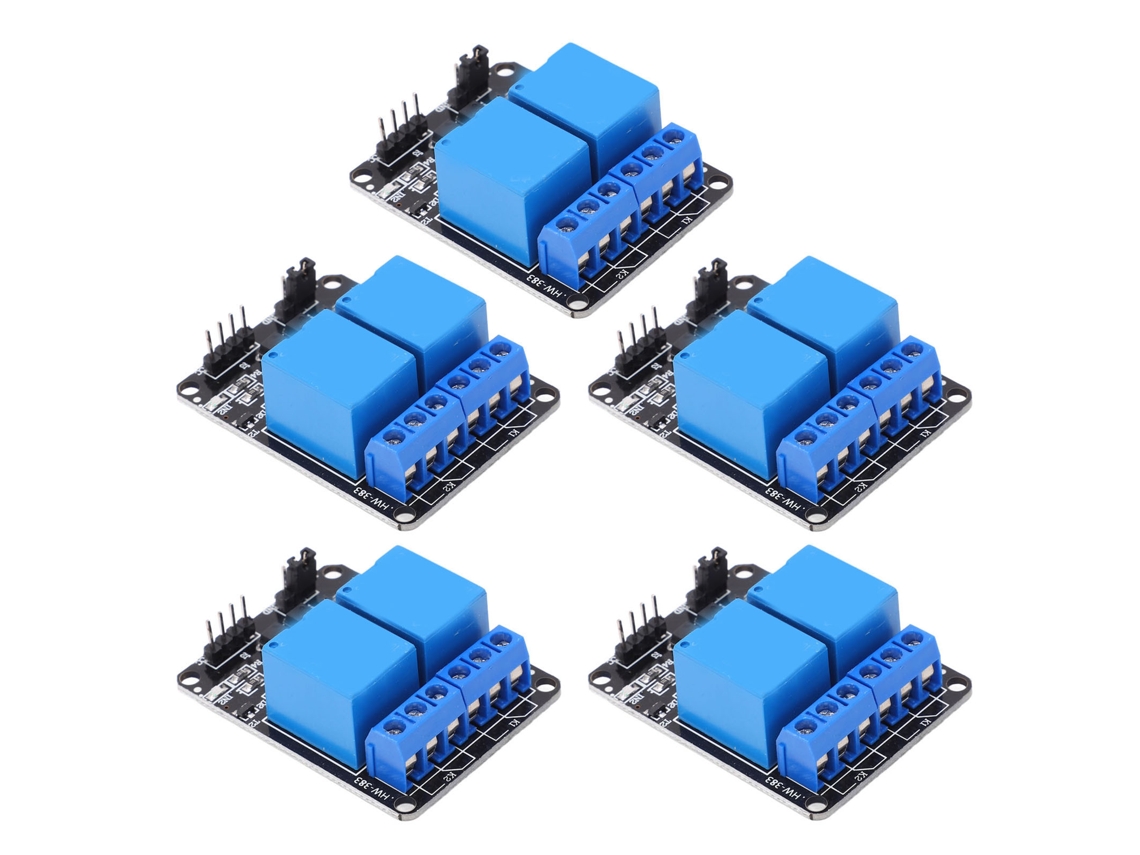 5 Peças Módulo de Relé de 2 Canais com Isolamento Optoacoplador Abs compatível com Avr 51 Pic Plc