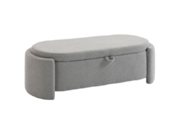 Puff de Armazenamento Ovalado 129x48,5x44cm Teddy Tecido 200kg Cinzento Claro | S/MARCA