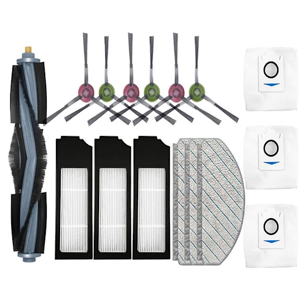 Peças de Reposição para o Aspirador Robô Ecovacs X1 Plus, Escova Principal, Escovas Laterais, Filtro Hepa, Pano de Limpeza, Saco para Pó BRILVIBERA