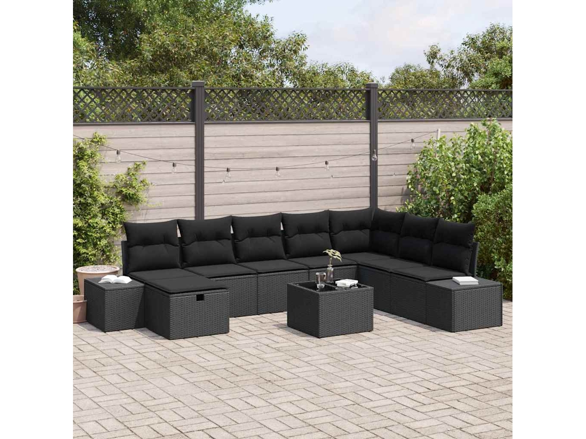 Vidaxl 9 Unid. Preto