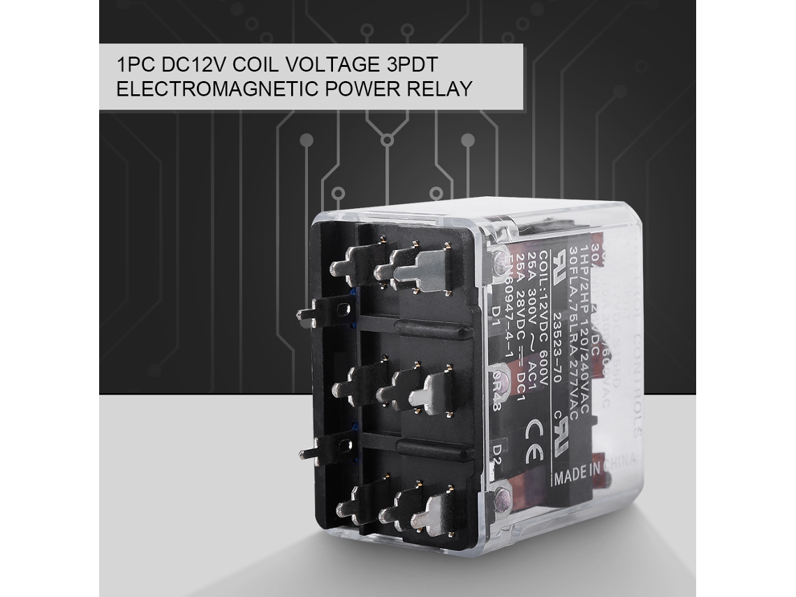 Relé Eletromagnético De Potência Laxiscreed 12v 3pdt Para Automação E Eletrônica