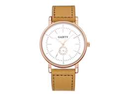 Reloj De Pulsera Gaiety Analógico Cuarz Correa Pu Dial Redondo Beige Para Hombre