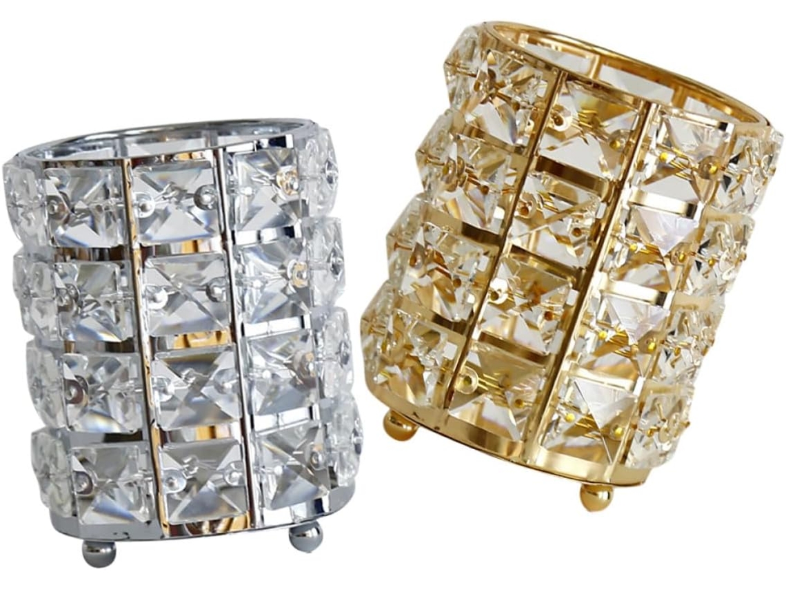 Porta canetas de Cristal Stobaza 2 Peças, Organizador Multifuncional para Mesa e Maquiagem, Elegante Porta pin