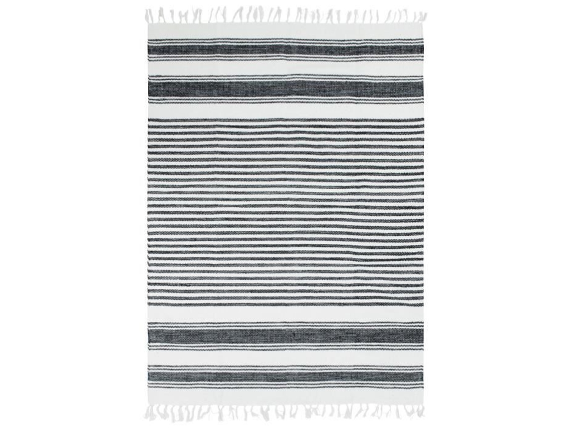Tapete - A Fábrica De Decoração - Terra Algodão Listras - 160x230 Cm - 100% Algodão - Listras Preto-cinza-branco