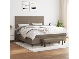 Vidaxl Cama com Molas/colchão 160x200 Cm Tecido Castanho acinzentado