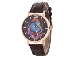 Relógio feminino coreano Zhoulianfa T0138-z, pulseira de couro marrom, movimento de quartzo rosa.