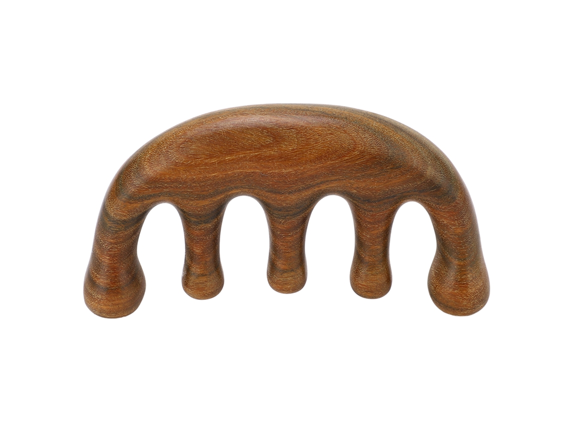 Pente De Massagem De Gua Sha De Sândalo Com Dentes Largos Para Cabeça, Pescoço, Ombro E Costas