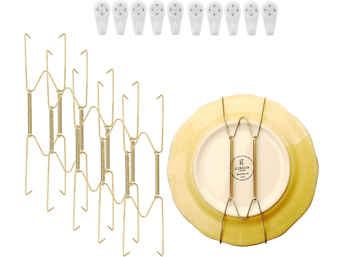 Conjunto De 10 Suportes Parede Para Pratos, Em Aço Inoxidável, Compatíveis Com Pratos Decorativos, Ganchos Para Escorredor De Louça, 20 Cm(dourado)