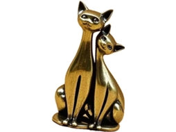 Elegante Escultura De Gato Em Latão, Feita À Mão, Para Casa E Escritório.
