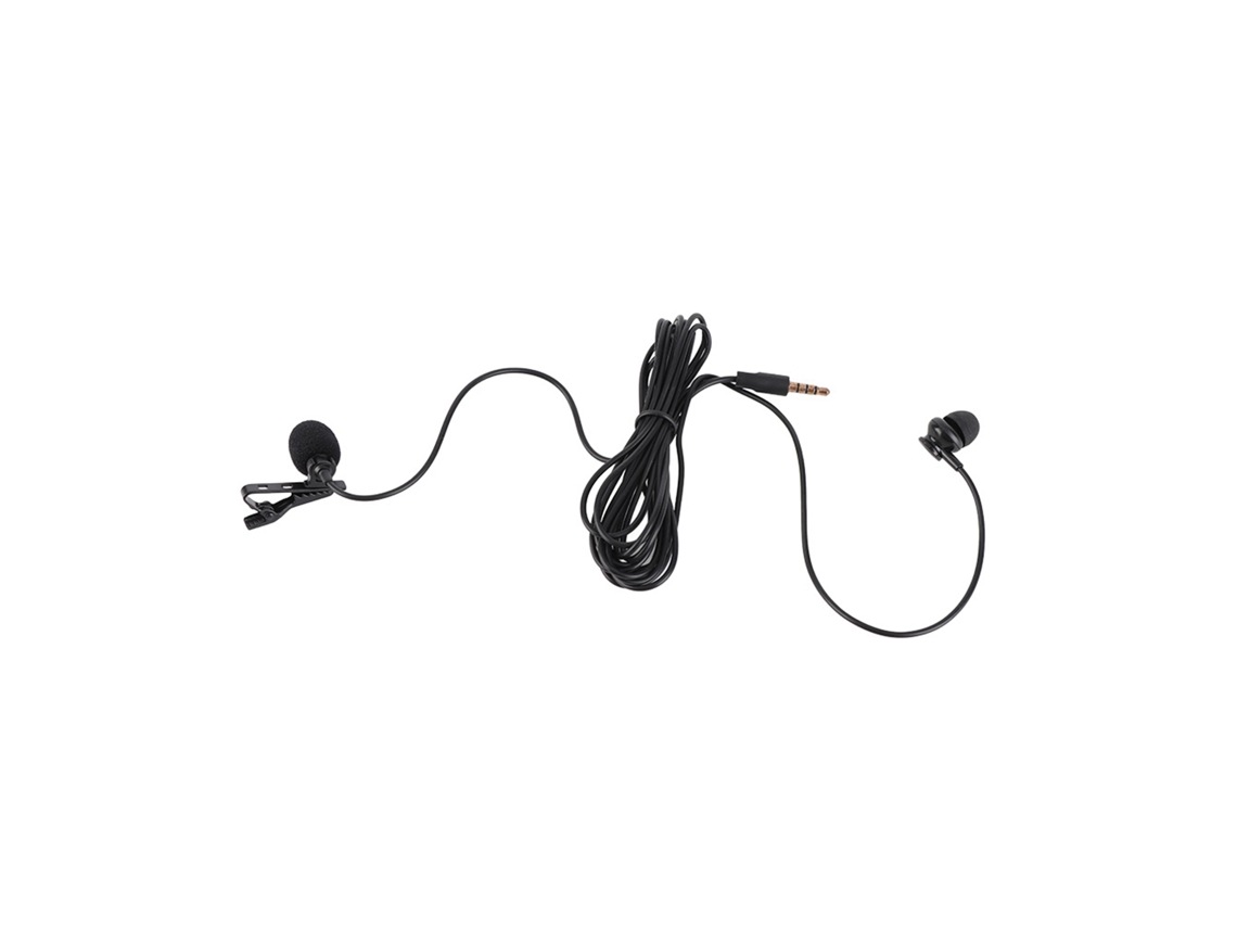 Aetheria microfone Clip Colar Mini E1 Preto com Fone de Ouvido para Celular Transmissão Gravacao Entrevista