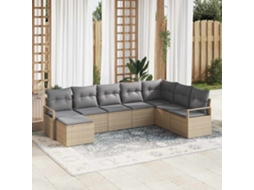 Vidaxl Conjunto De Sofás Com Almofada 8 Pcs Bege Vime Pe