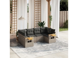 Vidaxl 6 Pcs Conjunto Sofás De Jardim Com Almofadões Vime Cinzento