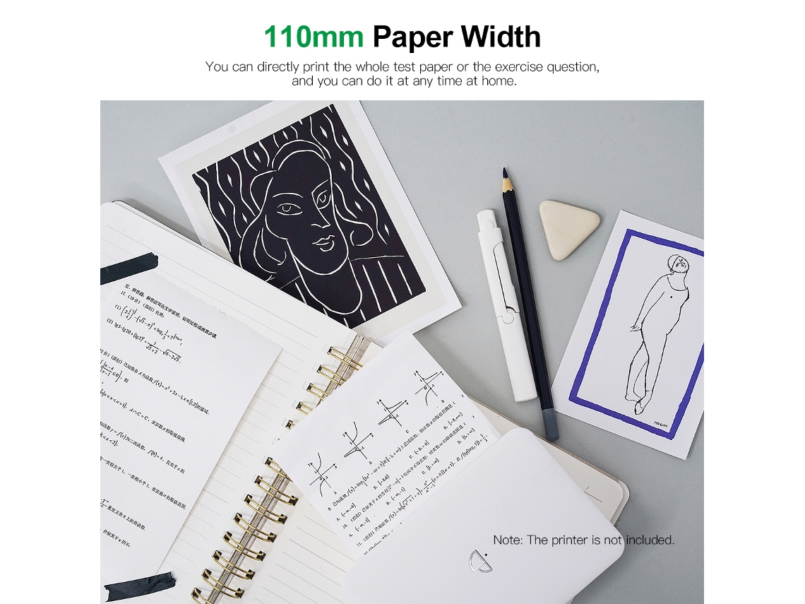 2026 rolo de Papel Térmico Sem Adesivo Branco 110*30mm Bpa free 10 Anos para Impressora Térmica Portátil Poooli L3, 3 Rolos