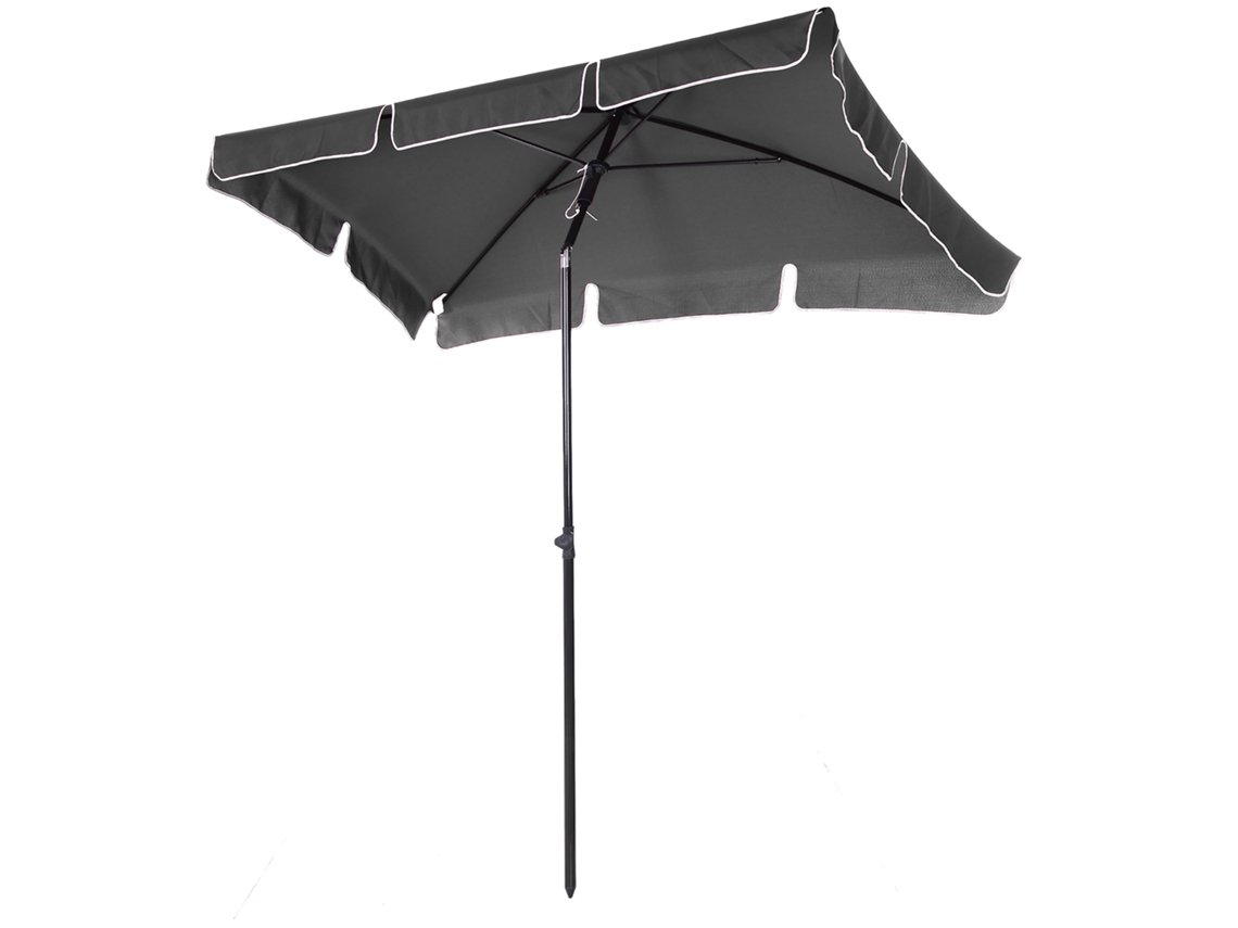 Guarda-sol Jardim Retangular Inclinável Alumínio Poliéster 2x1,3m Cinza
