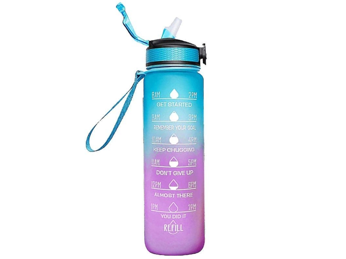 Garrafa De Água Reutilizável 1000ml Tritan Sem Bpa Com Citação Motivacional E Marcador De Tempo Estilo 2