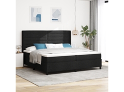 Cama Box Com Colchão E Led Preto 200x200 Cm Tecido