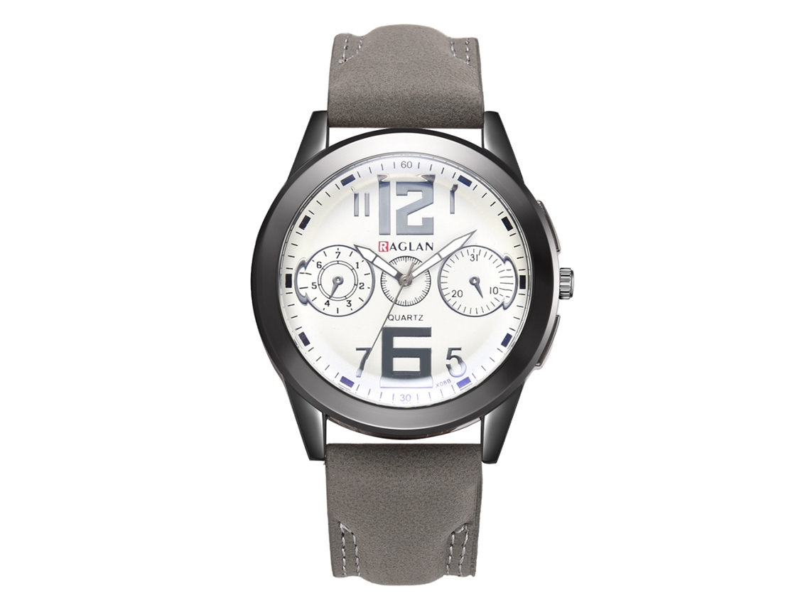 Reloj De Pulsera Para Hombre De Cuarzo Con Correa De Pu Y Dial Redondo Gris