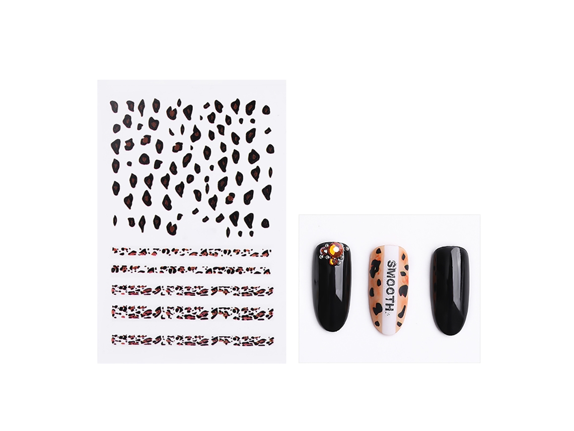 Adesivo De Esmalte Com Padrão De Onça 3d Mate Para Decoração De Unhas (3182)