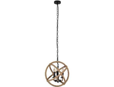 Candeeiro de Teto FABRILAMP Soga (Castanho - Corda, Metal - 135x35 cm)