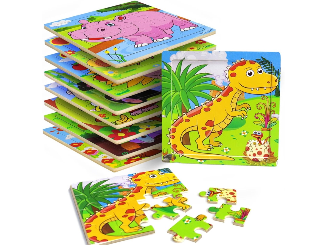 Puzzle De Madeira 9 Peças , 3 A 5 Anos , Conjunto Educativo De 16 Unidades. Hexinyigjly