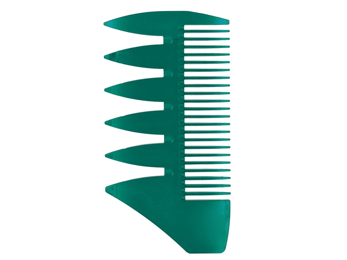 Pente de cabelo vintage de dupla face 2026 com dentes largos e densos, dorso plano, verde.