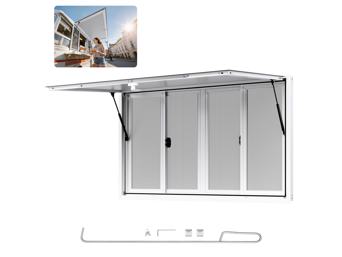 Toldo Para Puesto 152 X 92 Cm Com Janela Para Camiões De Comida Branco Vevor