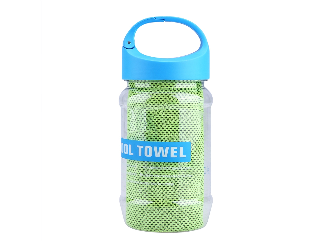 Toalha Refrescante Super Absorvente e Respirável com Garrafa de Armazenamento para Esportes (verde Claro)