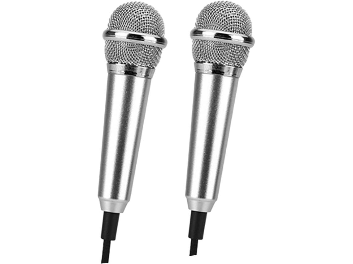 Mini Microfones De Celular Em Metal Prateado (2 Unidades) Compatíveis Com Pc.