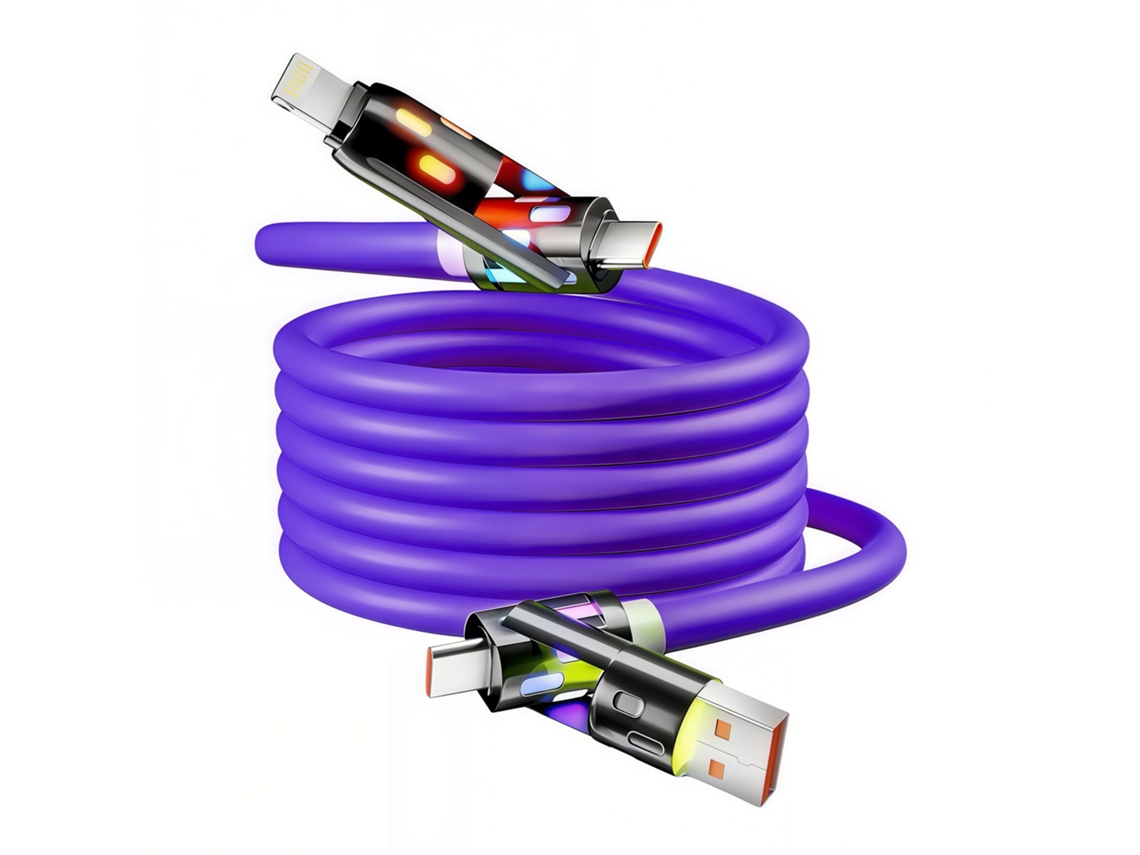 Cabo De Carregamento Rápido 4 Em 1 Com 240w E 200 Cm, Compatível Com Iphone 17/16/15/14, Macbook, Ipad Roxo Panoona