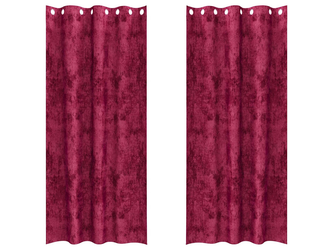 Conjunto 2 Cortinas De Veludo Vidaxl Vermelho Veludo (245 X 140 Cm)