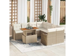 Vidaxl Conjunto De Sofá De Jardim 9 Unid. Bege Rattan Sintético