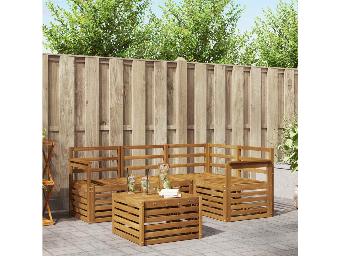 Vidaxl Conjunto De Sofás Para Exterior 5 Unid. Natural Poliéster