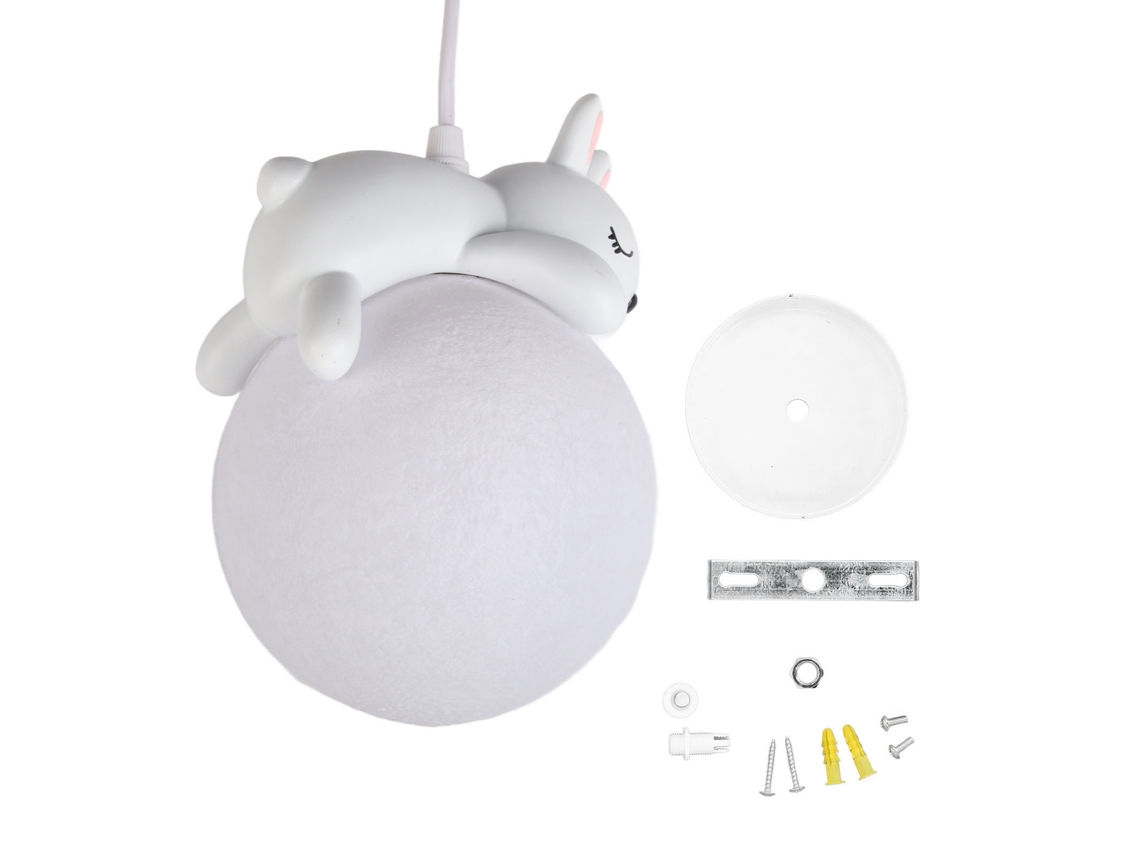 Lustre de suspensão em forma de coelho branco resina retro para cozinha quarto cabeceira | S/MARCA