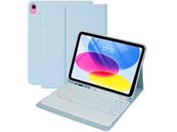 Capa Com Teclado Para Ipad 10th/11tha16 Geração, Retroiluminação Em Cores Do Arco-íris, Teclado Destacável Azul Claro Hexinyigjly