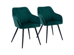 Conjunto de 2 Cadeiras de Veludo Verde Bertille HAPPY GARDEN