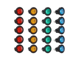 Interruptor De Rocker Redondo Com Led 3 Pinos 20mm 12v Para Carro (20pcs)