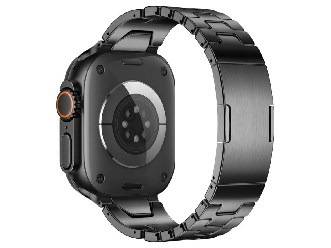 Bracelete Para Apple Watch 42/41/40/38mm - Aço Inoxidável Com Fivela Borboleta E Liberação Rápida Tipo H Cinza Titânio