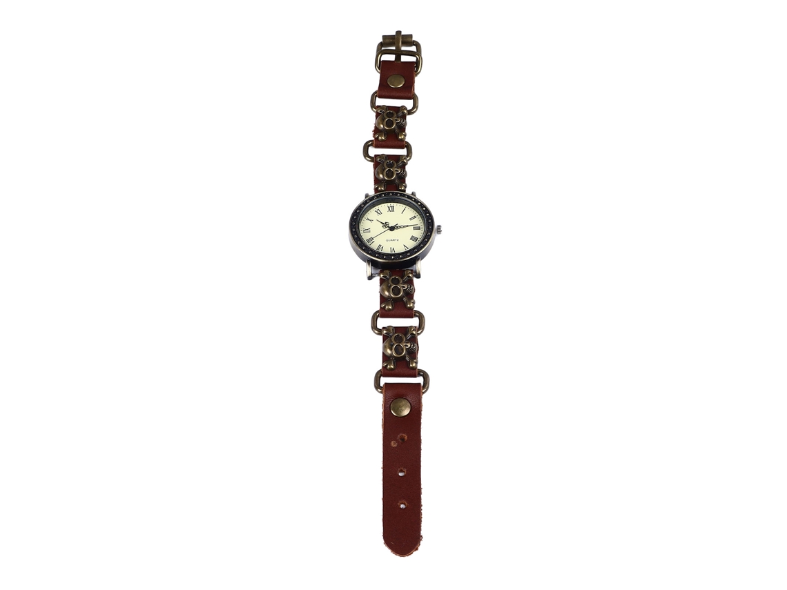 2026 relógio de Quartzo Skull com Pulseira de Couro Pu Vintage