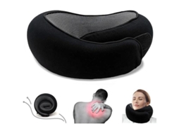Almofada Cervical De Viagem, Em Algodão, Cor Preto, Com Função De Massagem, Para Apoio Do Pescoço Em Carro, Avião, Escritório Ou Casa