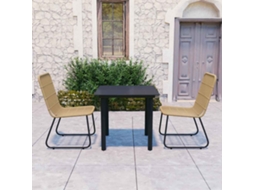 Vidaxl 3 Pcs Conjunto De Jantar Para Jardim Vime Pe E Vidro