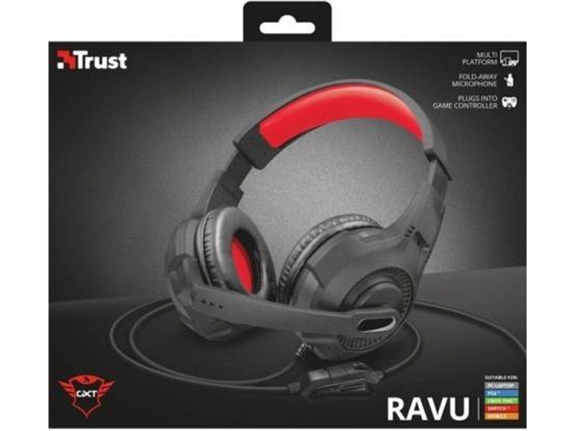 Auscultadores Gaming com Fio TRUST GXT307 RAVU (Over Ear - Multiplataforma - Preto)