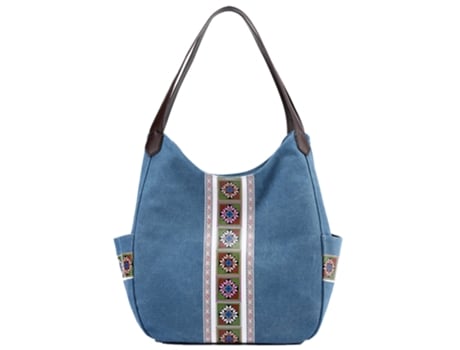 Saco De Lona Vintage Saco De Senhora Multicamadas De Grande Capacidade Azul ZMDECQNA
